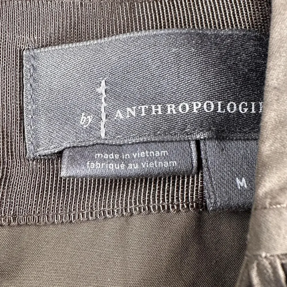 By Anthropologie Moss Green Cap-Sleeve Plissé Mini Dress Medium Scrunchy - Picture 4 of 12